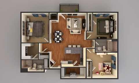 Floor plan for 3 beds, 2 baths, 1459 sqft